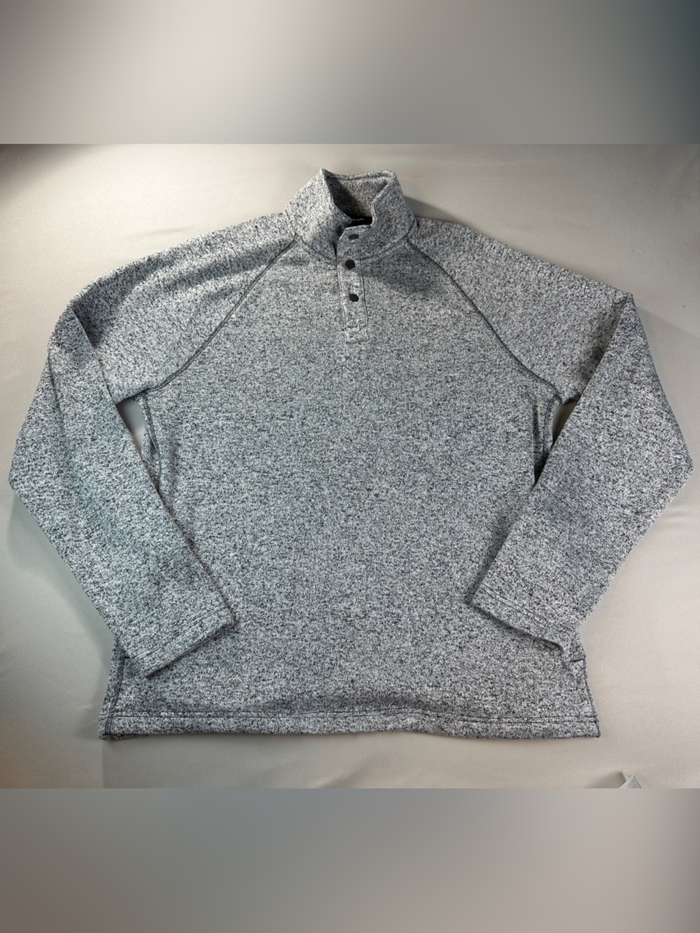 Sonoma Heather Gray Turtleneck Quarter-Button Sweater large Mock Neck